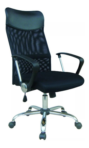 Silla Gerente Moderna Ejecutiva Malla Negra Cromada 3744