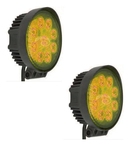 Faro Redondo Amarillo X2 9led 27w Moto Auto Camioneta Cuatri