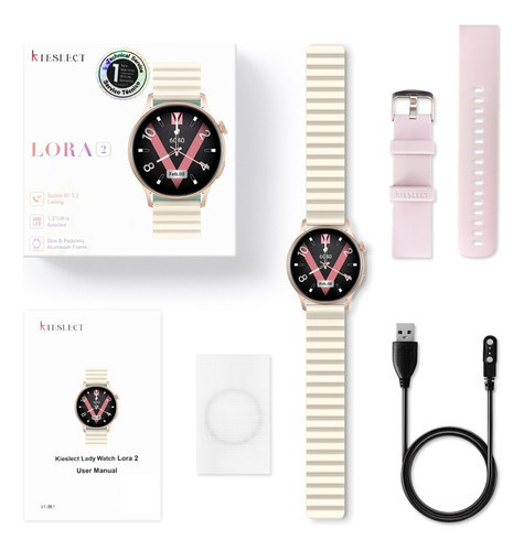 Smartwatch Kieslect Lora 2 Dorado 1.3 Con Llamadas 2 Correas