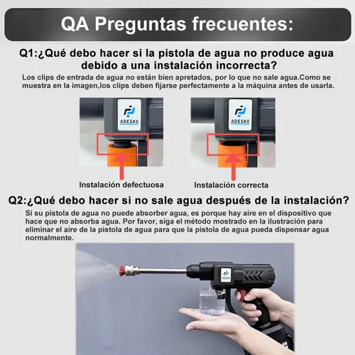Pistola para hidrolavadoras Adeske A1001B electrica inalambrica y portatil negro