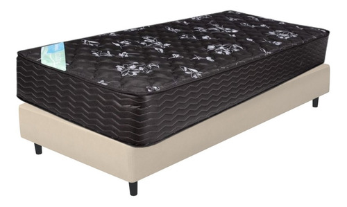 Imagen 2 de 7 de Conjunto Sommier Ecocuero Colchon Imperial 1 Plaza 80x190