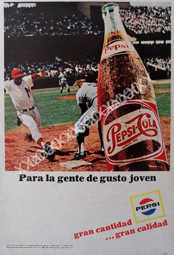 Cartel Retro Mini Cartel Pepsi 1966 Beisbol /l50