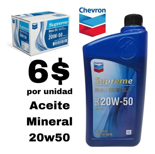 Aceite Mineral 20w50 Marca Chevron Usa Api Sp