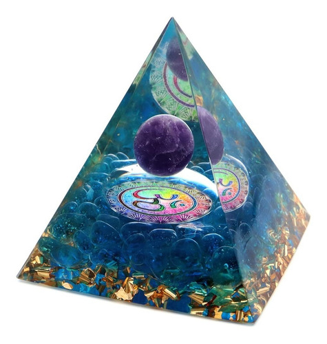 Piramide Orgonita Con  Om  Y Amatista Cristal Purpura