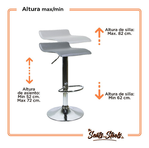 Set 2 Bancos Barra Giratorio Ajustable Moderno Gris Msi