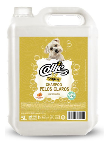 Shampoo Vegan Pelos Claros Para Cães E Gatos 5l - Collie