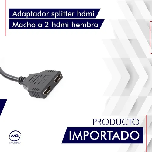 Cable Adaptador Splitter Hdmi Macho A 2 Hdmi Hembra Video