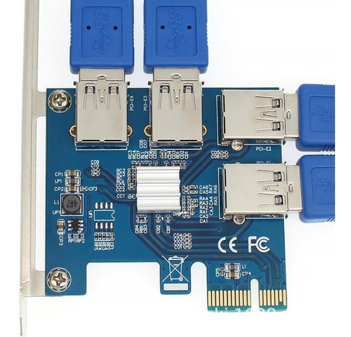 Imagen 2 de 2 de Adaptador Pcie 1x A 4 Usb Multiplicador Riser Mineria Cripto