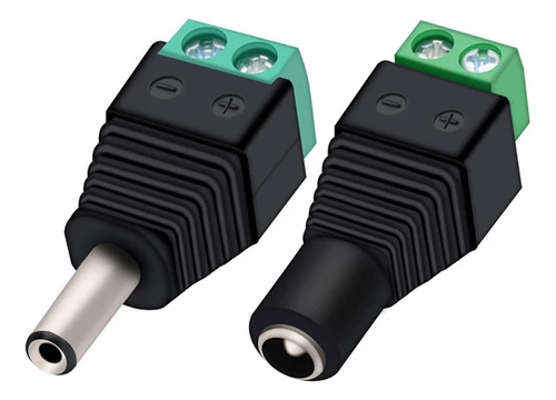 1 Par Conector Jack Cctv Hembra Macho Plug 5.5mm Energia