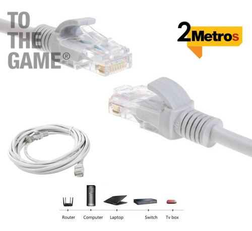 Imagen 3 de 8 de Cable De Red 2 Mts Cat5 Patch Cord Rj45 Utp Lan Ethernet