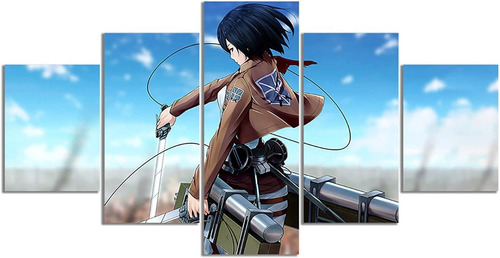 5 Cuadros Canvas Mikasa Attack On Titan Anime Diseño Unico