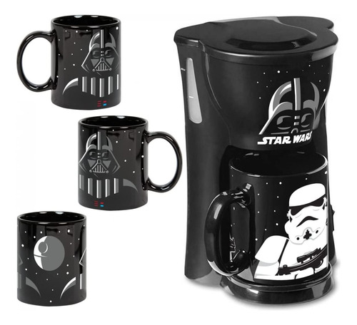 Cafetera Darth Vader Stormtrooper Con 2 Tazas Uncanny Brands