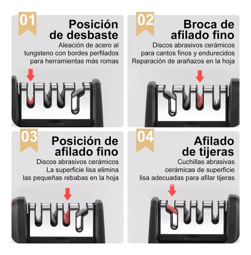 Afilador De Cuchillos 4 Filos Portatil Practico Con Mango