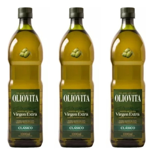 Aceite Oliva Clásico 1 Litro X 3 Botellas Envase Plástico 