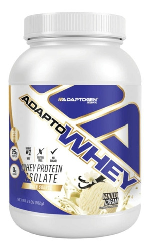 Adapto Whey Protein 900g Adaptogen Isolado Hidrolisado Concentrado Sabor Vanilla Cream