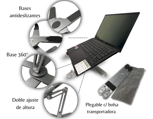 Base Para Laptop 360°,plegable, Portátil ,ajustable Premium