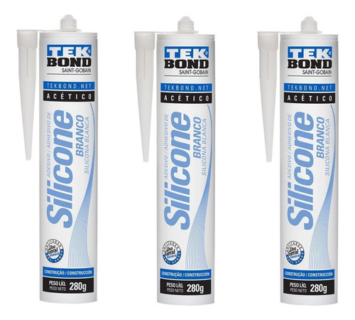 3 Silicone Acetico Branco 280g Tekbond