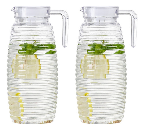 Jarra Para Agua Bebidas Plastico Libre De Bpa 1.6 Lts 2 Pzs Color Transparente