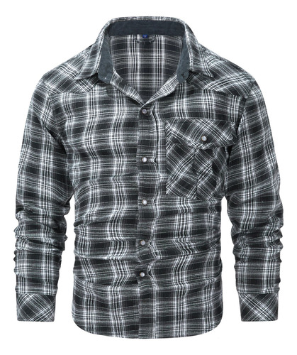 Camisa De Franela Vintage Con Botones De Perlas Estilo Weste