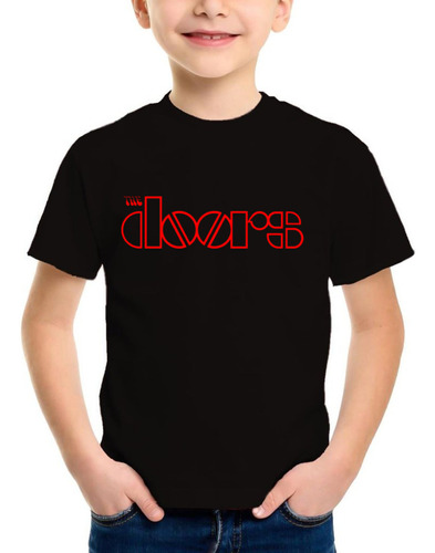 Remera Negra Niño Algodón Personalizada The Doors