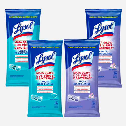 Combo Frete Econômico 3 Lenços De Limpeza Lysol Azul E Roxo