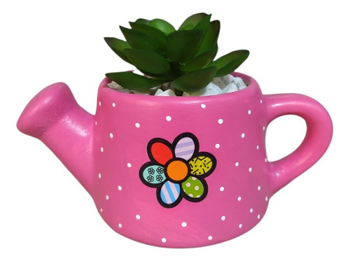 Vasinho Para Suculenta Regador Pequeno Ceramica Cor Pink Flor