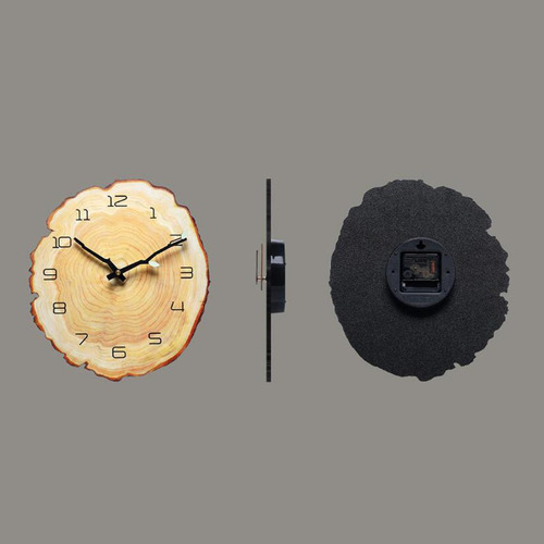 Reloj De Pared Rústico Tronco De Árbol Con Números
