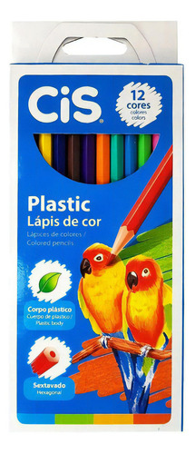 Lápis De Cor 12 Cores Cis Plastic Pintura Escolar Sextavado