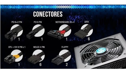 Imagen 4 de 5 de Fuente De Poder Altek Gamer 650w 40a Pci-e 6,8,20+4