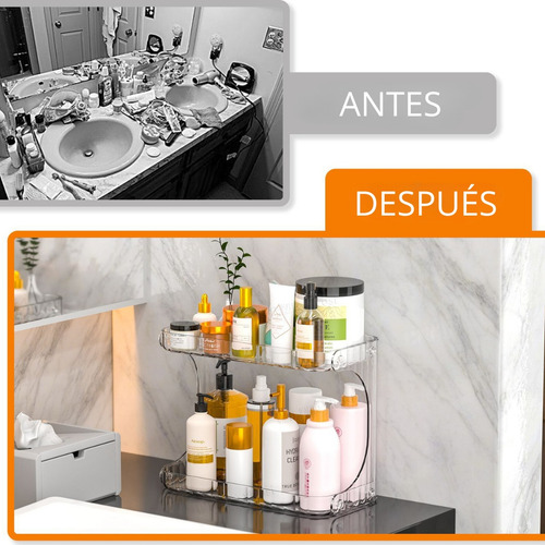 Estante Organizador De Baño Mesada 2 Niveles Transparente