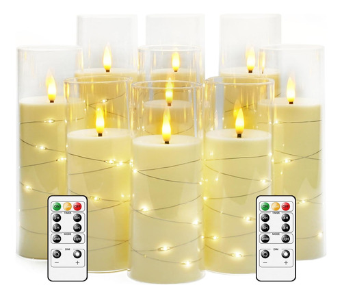 Velas Led Sin Llama Con Temporizador, 9 Velas Parpadeantes S