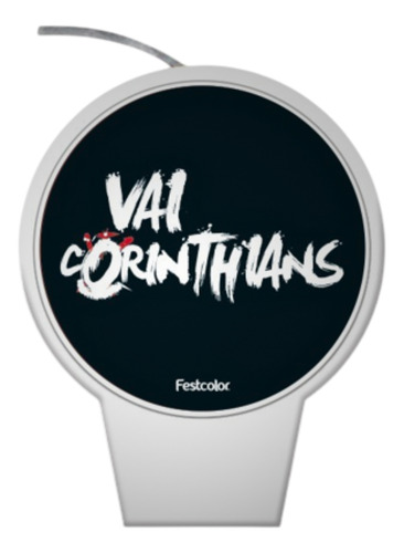 Vela Plana Festa Aniversário Frase Vai Corinthians Topo Bolo