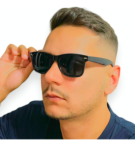 Óculos De Sol Mastervision Lente Solar Fumê Escuro Quadrado Wayfare Verão Inverno Clássico Retrô Vintage, Cor Preto Fosco Armação De Acetato, Lente De Policarbonato Proteção Uv400 Haste De Acetato