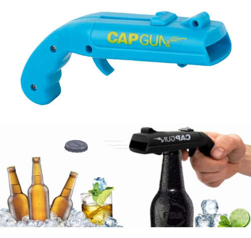 Tampas do tipo pistola Beer Uncapper And Launcher Tampas abertas em azul