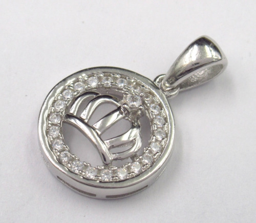 Nuevo Dije Plata 925 Corona Con Cúbic Engarzado X Local