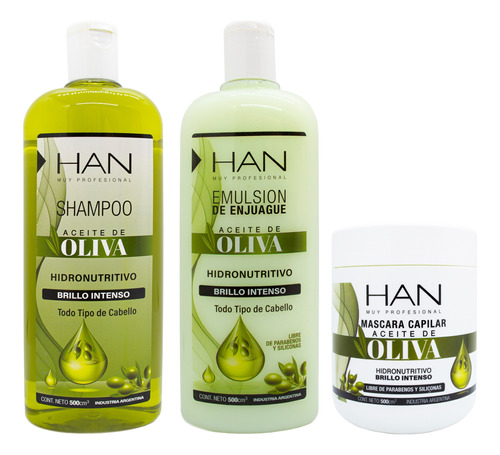 Han Oliva Shampoo + Acondicionador + Mascara Nutricion 500ml