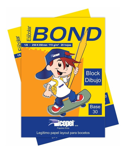 Block Papel Bond 115 Grs Base 30 1/8 * 20 Hojas - 2 Und