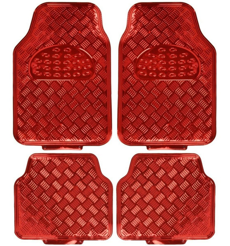 Cubre Alfombras Metalizadas 4 Piezas Rojas