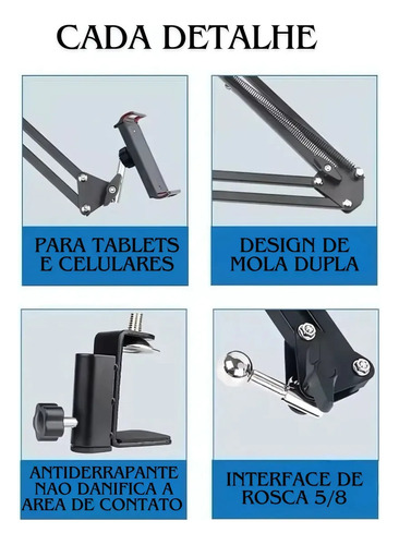 Suporte Articulado Tablet Celular Cama Mesa Braço Flexível
