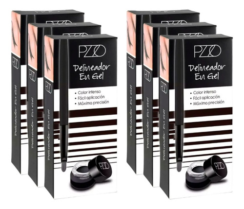 Delineador Gel Negro Petrizzio Pack 6