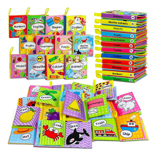 Okooko Soft Baby Books 12pcs Soft Cloth Books Bath Books Cri