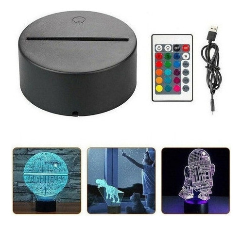 Base De Lâmpada Noturna Led 3d De 10 Peças, 16 Cores