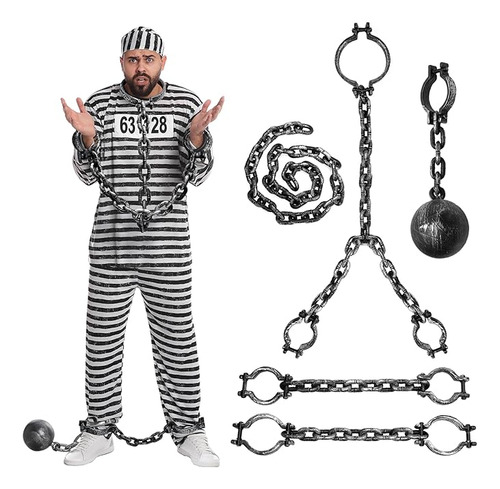 Pcs Halloween Toy Handcuffs Cuffed Shackles And Chain Fake C