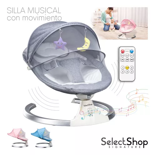 Silla Mecedora Eléctrica Musical para Bebé con Mosquitero integrado