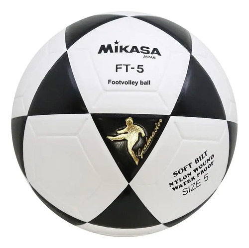 Bola de Futevolei FT5 Couro Sintetico Laminado Branco E Preto MIKASA