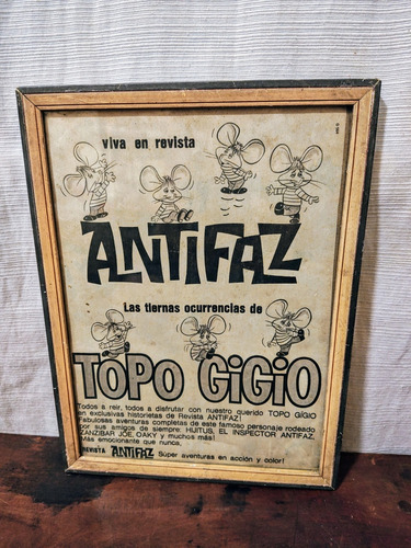 Antigua Publicidad Original Enmarcada Tipo Gigio Antifaz 