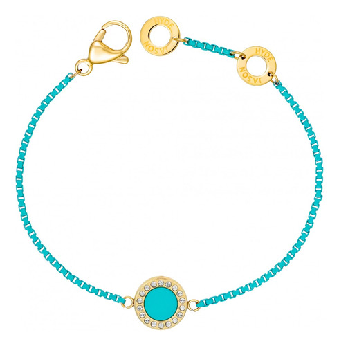 Pulsera Jason Hyde Ocean Cadena Y Charm Turq. Con Zirconias