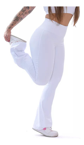 Calça Legging Flare Flanelada Boca De Sino Tecido Grosso