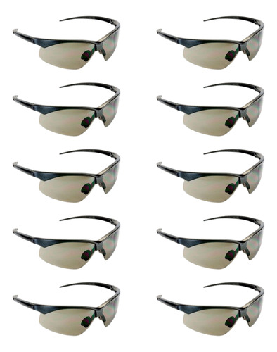Kit 10 Óculos Proteção Segurança Escuro Epi Anti Risco Uv Ca Cor da lente Cinza