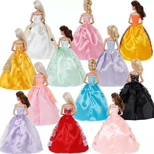 Kit Atacado 5 Vestidos De Princesa Para Boneca Barbie
